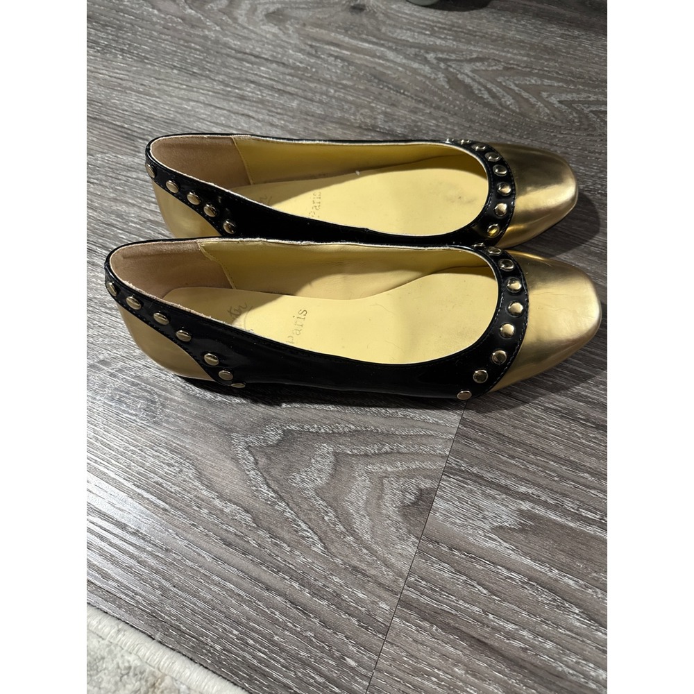 Christian Louboutin Gold and Black Studded Ballet Flats Size 9.5 - Picture 3 of 5